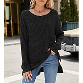 halpa Naisten Yksinkertaiset Paidat-Naisten Pusero Yhtenäinen väri Tyylikäs Vapaa-aika Pitkähihainen Tiukka pyöreä kaula-aukko Tavalliset topit Päivittäin Rypytetty Ruohonvihreä Musta Punastuvan vaaleanpunainen Viini Sininen Kevät