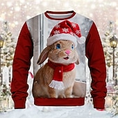 economico Magliette di Natale per Bambini-Natale Unisex Ragazzi Ragazze 3D Grafico Coniglio Felpa Manica Lunga Primavera Autunno Moda Essenziale Bambini 4-12 Anni Girocollo All&#039;aperto Casuale Quotidiano Vestibilità regolare