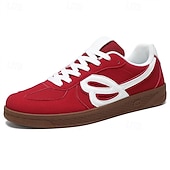 abordables Baskets-Homme Chaussures Décontractées Marche Occasionnel Daim Toile Confortable Antidérapant Respirant Mocassin Rouge Bleu Beige