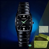 رخيصةأون ساعات كوارتز-ساعة جديدة للرجال مع حزام من الفولاذ المقاوم للصدأ عرض ليلة مع كريستالات مقاومة للخدش وقرص مقاوم للتآكل مفضلة لهدايا العيد وعيد الميلاد