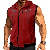 abordables sudaderas basicas hombre-Hombre Sudadera Sudadera con capucha y cremallera completa Negro Vino Rojo Azul Marino Morado Con Capucha Bloque de color Correa Bolsillo Deporte Diario Festivos Poliéster Ropa de calle Básico Casual