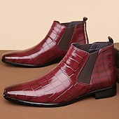 economico Stivali Chelsea-stivali chelsea da uomo in vera pelle sintetica color cuoio con pannelli laterali elastici e finitura liscia, eleganti stivaletti eleganti per lavoro, feste e occasioni formali