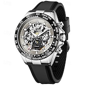 cheap Mechanical Watches-The New Olevs Silicone Men'S Business Watch With Luminous Calendar And Moon Phase Display A Multi-Functional Fully Automatic Mechanical Watch Is A Fashionable Casual Waterproof Sports Wristwatch