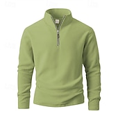 baratos Suéteres básicos-Homens Moletom Moletom de lã Moletom com zíper Preto Roxo Cáqui Café Verde Claro Meio Zíper Tecido Quarter Zip Desportos e Ar livre Diário Feriado Poliéster Roupa de rua Básico Casual Outono Inverno