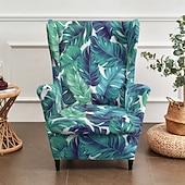 abordables Funda para silla con respaldo-Fundas para sillones orejeros con estampados florales, a rayas y geométricos, de poliéster elástico, protectores decorativos para muebles.