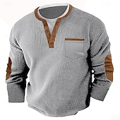 Herren Waffel-T-Shirt Waffel-Henley-Hemd Langarm Henley Herbst Frühling & Herbst Einfarbig Mode Basic Henley Falscher Zweiteiler Urlaub Heim Büro Schwarz Grau Marineblau Top T-Shirt für Herren preiswerte Lässiges Henley-T-Shirt-Herren Waffel-T-Shirt Waffel-Henley-Hemd Langarm Henley Herbst Frühling & Herbst Einfarbig Mode Basic Henley Falscher Zweiteiler Urlaub Heim Büro Schwarz Grau Marineblau Top T-Shirt für Herren