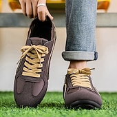 baratos Tênis Casuais-Tênis casual masculino amarelo e preto com design de malha respirável, calçado leve e antiderrapante para caminhadas ao ar livre, viagens e estilo cotidiano