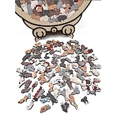 Недорогие Товары для дома-Деревянный пазл в форме кошки из 135 деталей, состоящий из пазлов, макарон, дерева и цветов Моранди, для взрослых, милый деревянный пазл с контуром кошки, креативный подарок-пазл, украшение для