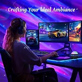 levne Osvětlení pro dekoraci místnosti-USB napájené LED projektorové světlo s aurorovým efektem - nastavitelné jas a změna barev dokonalé pro dekoraci herny a osvětlení imerzivního zážitku - Dárek k Valentýnu