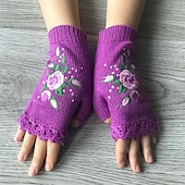 halpa Käsineet-Naisten 1 pari Puolisormi / Talvi käsineet / Neulotut käsineet Katutyyli / Ulkoilma Hanskat - Painettu / Kukka