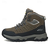 voordelige Winter- en sneeuwlaarzen-beige en zwarte waterdichte wandelschoenen voor heren met antislipzool en warme voering, outdoor trekkingschoenen voor winterkamperen en bergavonturen