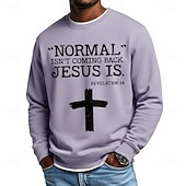 economico Felpe Divertenti-Per uomo Gesù Fede Felpa Moda Quotidiano Casual Manica Lunga Girocollo Casa Sport all'Aperto Abbigliamento casual alla moda Blu chiaro Nero Rosso Blu Viola chiaro Girocollo 3D Tutte le stagioni