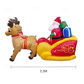 クリスマス 2匹のトナカイがサンタクロースを引っ張る LED ライト付き インフレータブルエアモデル 屋内と屋外の中庭、リビングルーム、芝生、フェスティバル、パーティーの装飾ライト 長さ 2.2m 幅 1.1m 高さ 1.3m お買い得  屋外のクリスマスライト-クリスマス 2匹のトナカイがサンタクロースを引っ張る LED ライト付き インフレータブルエアモデル 屋内と屋外の中庭、リビングルーム、芝生、フェスティバル、パーティーの装飾ライト 長さ 2.2m 幅 1.1m 高さ 1.3m