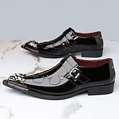 economico Mocassini-mocassini neri da uomo con fibbia decorativa, design elegante per occasioni formali, matrimoni ed eventi speciali