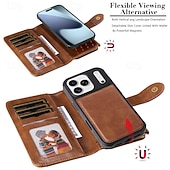 Недорогие Чехлы для iPhone-телефон Кейс для Назначение iPhone 17 Pro Max 17 Air Кошелек для карт Откидная крышка Магнитный Откидная подножка Разъем для карты Ретро ТПУ Кожа PU