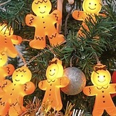 billiga Semestersträngljus-Jul pepparkaksgubbe pojke och flicka semester ljusslinga 6M-40Leds inomhus trappa vägg sovrum partyns atmosfärdekoration ljusprops AAA batteribox USB