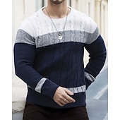 tanie sweter męski sweter-Męskie Sweter sweter Sweter z dzianiny Prążkowany Robić na drutach Zwykłe topy Dzianiny Kolorowy blok Półgolf Moda Podstawowy Urlop Dzienne zużycie Odzież Jesień Zima Biały Czerwony S M L