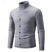 economico maglione pullover da uomo-Per uomo Felpa Maglione A Coste Maglia Top Regolari 2 in 1 Lavorato a maglia Semplice Dolcevita Maglieria Contemporaneo Casuale Abbigliamento quotidiano Abbigliamento Primavera Autunno Nero Borgogna