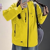 cheap Running Jackets-Men's Solid Colored Hooded Jacket Full Zip Jacket Fall / Winter with Pockets Long Sleeve Athleisure Waterproof Windproof Hiking Running Outdoor Black Yellow Pink Sportswear Activewear