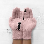 baratos Luvas-Mulheres 1 par Ponta dos Dedos / Luvas de Inverno / luvas de malha Roupa de rua / Ao ar livre Luvas - Imprimir Dedo Total / Imprimir