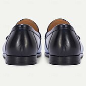 preiswerte Loafer aus hochwertigem Leder-Herren-Slipper aus blauem Echtleder mit glatter Oberfläche – elegantes Schuhwerk fürs Büro und legere Anlässe