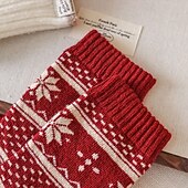 Недорогие Носки-Women's Crew Socks Thick Winter Warm Socks Christmas Outdoor Holiday Plaid Polyester Basic Classic Casual Elastic Warm 1 Pair