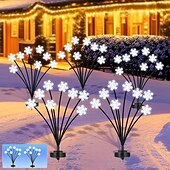 זול אורות נוף-2 יח' Lights 8-ראשיים סולאריים חיצוניים עמידים במים בצורת פתית שלג מנורת תלוית כובע украшение для сада וגן