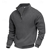 abordables Sweat-shirts basiques-Homme Sweat-shirt Sweat-shirt quart de fermeture éclair Gris Clair Demi-zip Uni Jacquard Quotidien Sport &amp; Loisir Fête Polyester Streetwear Basique Occasionnel Printemps Automne Vêtement Tenue Pulls