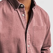  Homens Camisa Social Camisa casual camisa de botão Preto Branco Rosa Vermelho Azul Marinha Manga Curta Tecido Lapela Casual Diário Bolso frontal Roupa Elegante Moda Casual