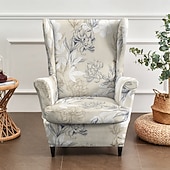 abordables Funda para silla con respaldo-Fundas para sillones orejeros con estampados florales, a rayas y geométricos, de poliéster elástico, protectores decorativos para muebles.
