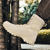 economico Scarponi da trekking-stivali da combattimento impermeabili marroni da uomo con suola ammortizzante e supporto rinforzato alla caviglia, calzature tattiche resistenti per lavoro, escursionismo e campeggio