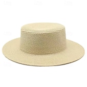 economico Cappelli da Festa-Cappelli Poliestere Cappello di paglia Matrimonio Ferie Tè Corsa di Cavalli Cocktail Vintage Protezione Solare Con Giunzione Copricapo Copricapo