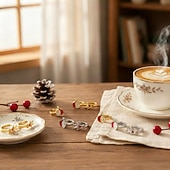economico Anelli da donna-Set di anelli regolabili con Babbo Natale e renne - gioielli natalizi in oro e argento per lo spirito delle feste