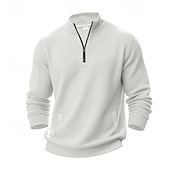 abordables Sweat-shirts basiques-Homme Sweat-shirt Sweat-shirt quart de fermeture éclair Gris Clair Demi-zip Uni Jacquard Quotidien Sport &amp; Loisir Fête Polyester Streetwear Basique Occasionnel Printemps Automne Vêtement Tenue Pulls