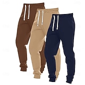 お買い得  ジョガーズ-男性用 スウェットパンツ ジョガー ズボン カジュアルパンツ ドローストリング 伸縮袖口 マルチパック 平織り 履き心地よい ウォーム 全長 アウトドア カジュアル 日常 クラシック ベーシック ブラック+ネイビーブルー+ライトグレー ブラック＋ライトグレー＋ダークグレー
