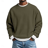cheap Waffle Knit Tee-Men's Waffle T-shirt Pullover Sweatshirt Tee Top Long Sleeve Shirt Long Sleeve Crew Neck Round Winter Spring &amp;  Fall Plain Fashion Designer Basic Fashion Fake two piece Vacation Street Casual Light