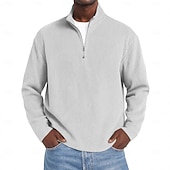 cheap Men's Classic Polo-Men's Corduroy Shirt Textured Casual Outdoor Quarter Zip Long Sleeve Fashion Modern Solid Color Warm Corduroy Fall Spring &amp;  Fall Fall &amp; Winter Regular Fit Blue Dark Red Black Navy Blue Green Khaki