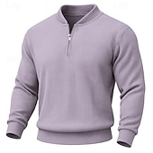 halpa Peruspuserot-Miesten College Vakosametti Pullover-huppari Aja sivuun Quarter vetoketjullinen collegepaita Aprikoosi Valkoinen Rubiini Laivaston sininen Tumman vihreä Pystykaulus Tavallinen Textured Urheilu ja