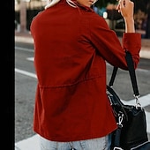 ieftine Blazere și costume-Pentru femei Palton de iarnă Jachetă Sacou Comfortabil Fermoar Buzunar Casual Simplu Vacanță Casual Purtare Zilnică Ieșire Regulat Guler de stand Fit regulat Manșon Lung Îmbrăcăminte exterioară Negru