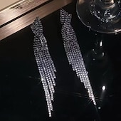economico Orecchino da donna-orecchini lunghi con nappe di cristallo scintillanti da donna: eleganti gioielli scintillanti per matrimoni, feste ed eventi formali