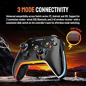 halpa Peliohjaimet-Lenovo S03 Langaton Peliohjain, jossa on kaksoisliikeseuranta Turbo-tila ja makrotallennustoiminnot - Langaton muotoilu PC PS3/PS4/PS5 -tyylillä, ergonominen ote ja Linux-yhteensopiva