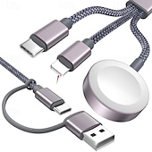 Недорогие Кабели для мобильных телефонов-Необходимый дорожный кабель USB-C 3-в-2, подходящий для зарядки Apple Watch/iPhone 17/мультизарядный кабель Lightning, портативный, предназначенный для iWatch и iPhone 16