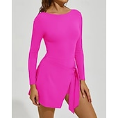 baratos Vestido Feminino-Mulheres Cor Sólida Vestido de tênis Vestido esportivo Manga Longa Fashion Tênis Pickleball Corrida Conjuntos Preto Rosa claro Cáqui Roupas de tênis