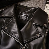 economico Giubbotti di Pelle per Ragazzi-Bambini Ragazzi Giacca in pelle nera Giacca di pelle Capispalla Semplice Manica Lunga Con zip Impermeabile Antivento Cappotto Quotidiano Moda Casual Nero Primavera Autunno 4-12 Anni