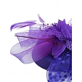 ieftine fascinatoare-Palarioare Tul Material Textil Pălărie Nuntă Petrecere ceai Cursă de cai cocktail Elegant Epocă Cu Pene Tul Diadema Articole Pentru Cap