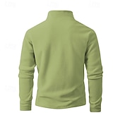 baratos Suéteres básicos-Homens Moletom Moletom de lã Moletom com zíper Preto Roxo Cáqui Café Verde Claro Meio Zíper Tecido Quarter Zip Desportos e Ar livre Diário Feriado Poliéster Roupa de rua Básico Casual Outono Inverno