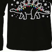 billiga Barnens jultröjor-Jul Pojkar 3D Grafisk Dinosaurie T-shirt Långärmad Vår Höst Mode Grundläggande Barn 4-12 år Rund hals Utomhus Ledigt Dagligen Normal