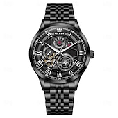 halpa Mekaaniset kellot-OLEVS 7076 Miehen Automaattinen Kello Muodikas Tyhjennetty Mekaaninen Kello Valentine's Day Lahja miehille Vedenkestävä Ruostumattomasta Teräksestä Ranneke Roomalainen Mitta Käsikello