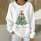 economico Felpa di Natale-Per donna Felpa Pullover Grafico Babbo Natale Natale Casual Manica Lunga Girocollo Top Regolari Casuale Streetwear Abbigliamento Quotidiano Nero Bianco Rosa Rosa scuro Rosso Autunno Inverno