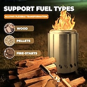 cheap Camping Equipment-Tabletop Fire Pit Smokeless Portable Bonfire 304 Stainless Wood Burning with Grill and Removable Ash Pan, Ideal for Camping and Part